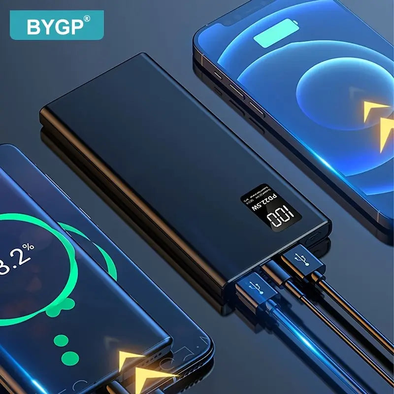 Ultra-Fast Charging Power Bank 10000mAh/20000mAh – Portable PD 20W & QC3.0/22.5W Charger with LED Display, Built-In Cables, USB-A/Type-C Ports, Compact Backup Battery Pack for iPhone & Android