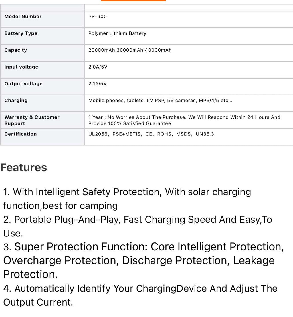 Power Bank Strong Lights portable Solar Charger 50000 Mah